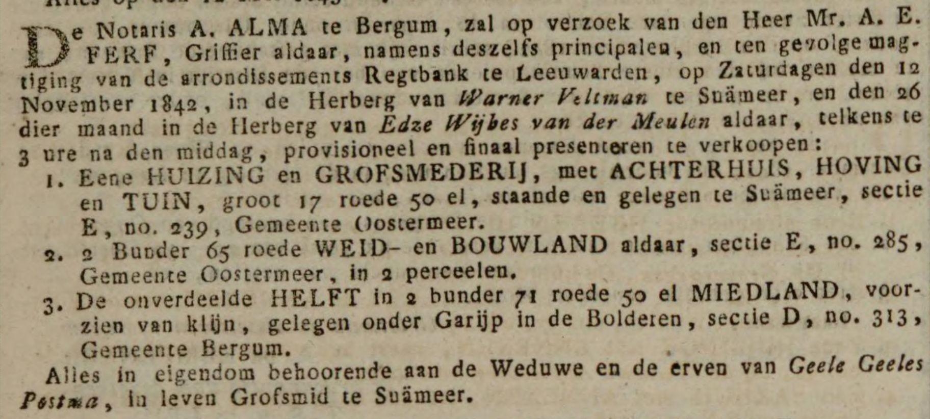 Leeuwarder Courant 11-11-1842